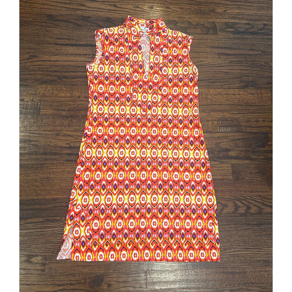 Jude Connally orange women's sleeveless v neck geometric dress size XS